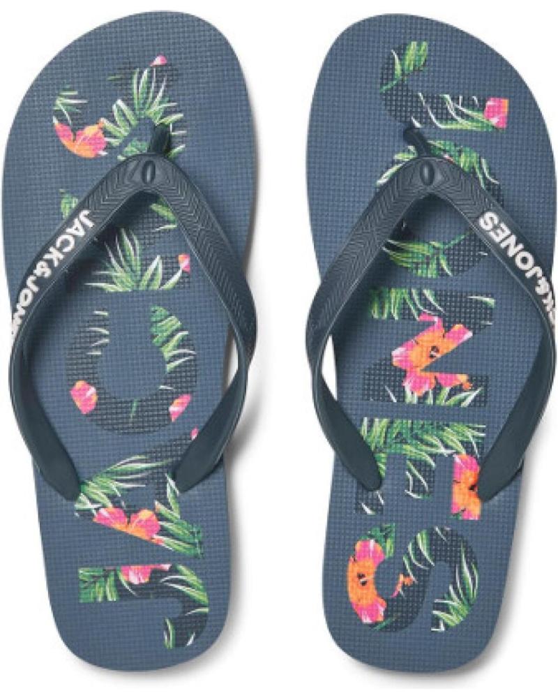 CHANCLAS JACK & JONES JFW LOGO PALM PRINT FLIP FLOP 12230642 AZUL MARINO AZUL