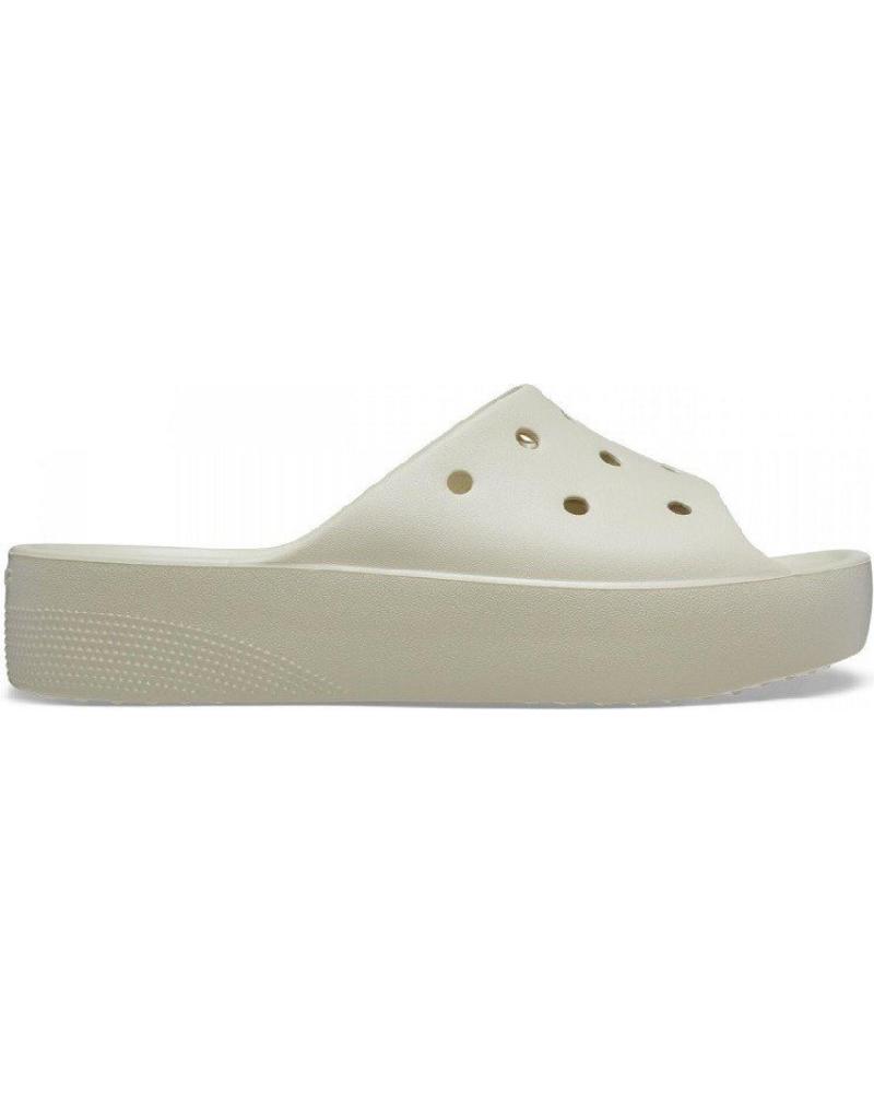 Chanclas de Mujer CROCS CHANCLAS CROCS CLASSIC PLATFORM SLIDE BEIGE BLANCO