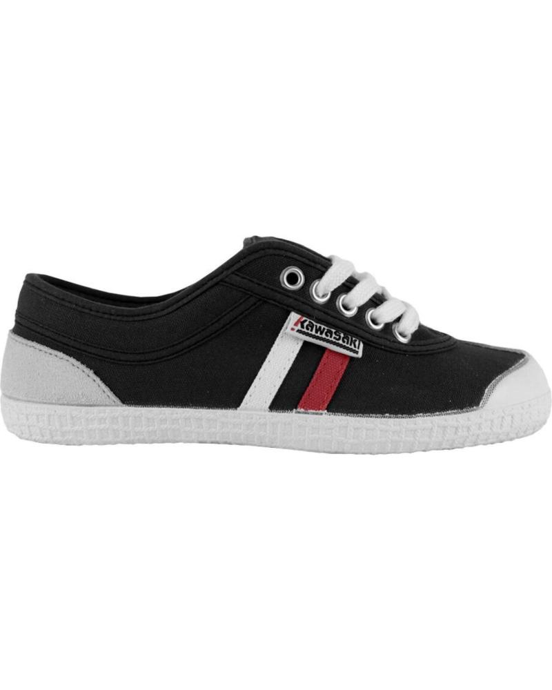 ZAPATILLAS LONA KAWASAKI RETRO 23 K2360W14 NEGRAS CON FRANJA ROJO-BLANCA 60W14 BLACK RED-WHITE STRIPE