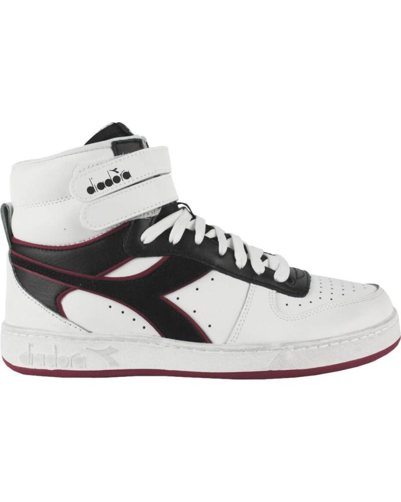 ZAPATILLAS DIADORA MAGIC BASKET MID ICONA LEATHER C5019 BLANCO BURDEOS - REF. 178566 BLANCO-BURDEOS