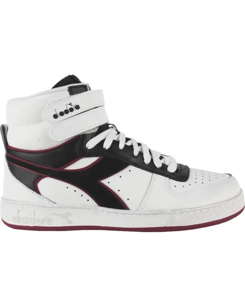 Zapatillas Diadora Magic Basket Mid Icona Leather C5019 Blanco Burdeos - Ref. 178566 Blanco-burdeos – imagen 1