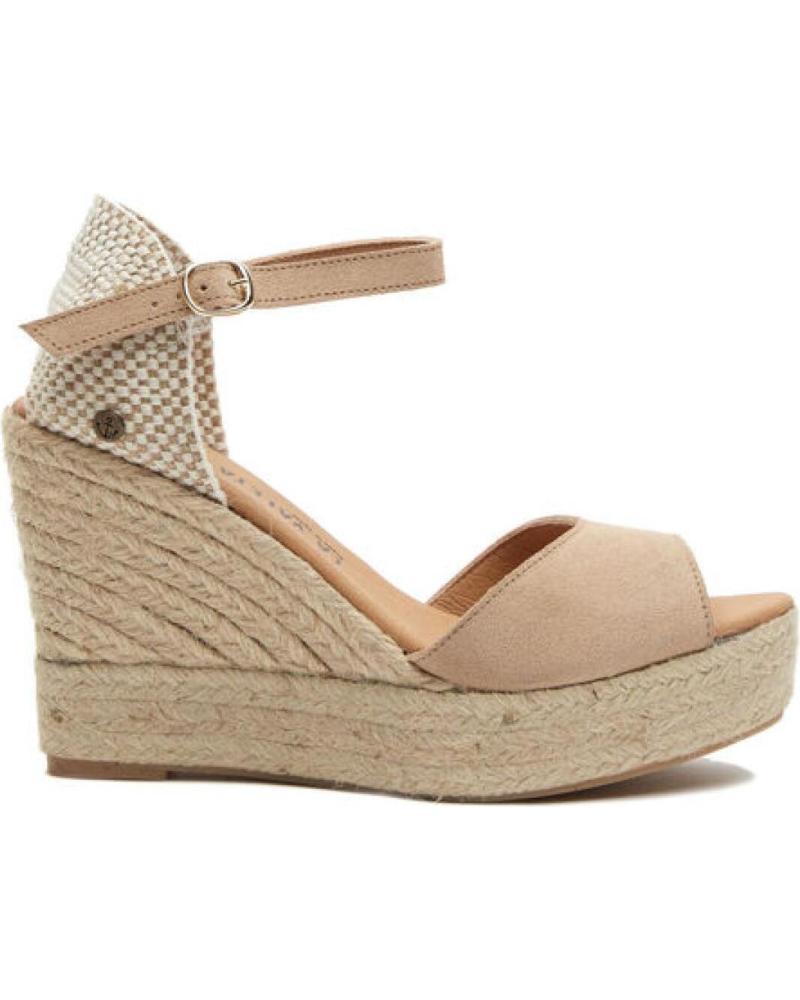 LA VALETA CHARLENE: SANDALIAS DE CUÑA PEEP TOE NUDE BEIGE NUDE