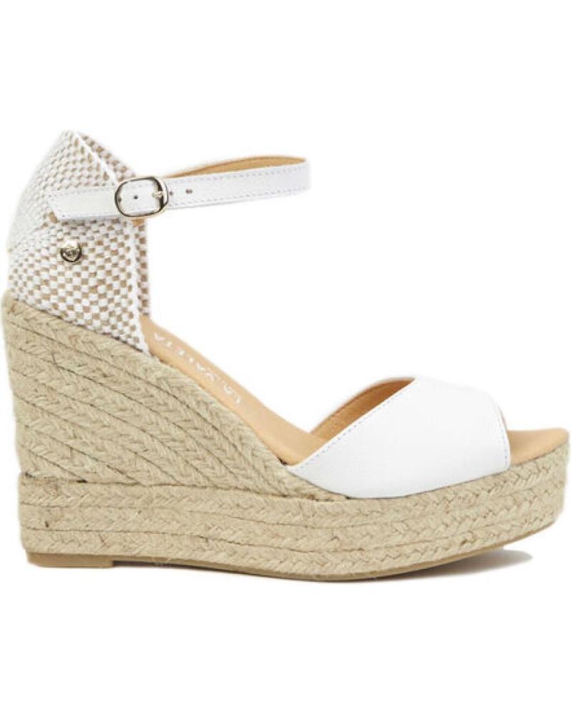SANDALIAS DE CUÑA PEEP TOE LA VALETA CHARLENE BLANCAS BLANCO