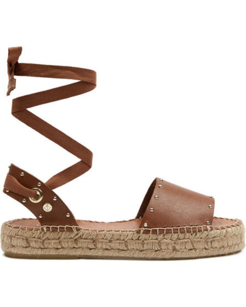 SANDALIAS LA VALETA GRACE CUERO MARRÓN CON TIRAS ATADAS CUERO