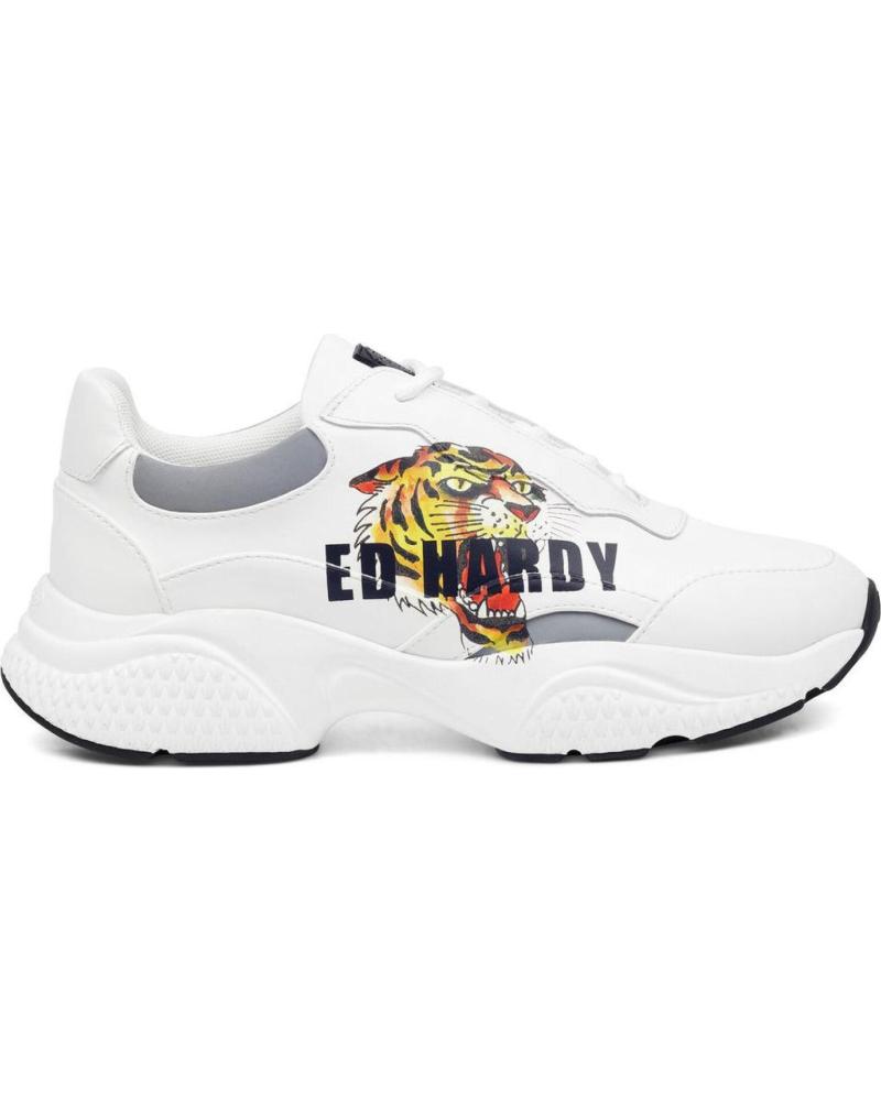 ZAPATILLAS ED HARDY INSERT RUNNER TIGER BLANCAS MULTICOLOR PARA HOMBRE BLANCO