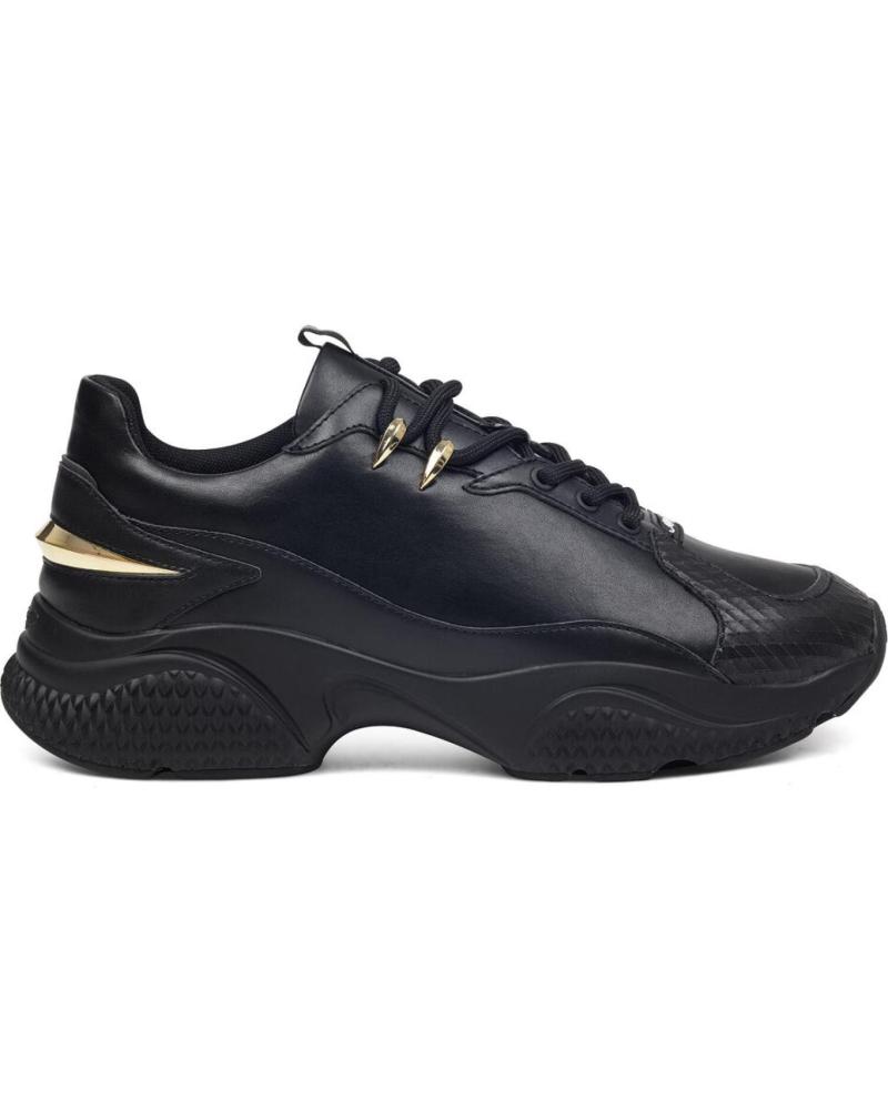 ZAPATILLAS ED HARDY HOOK RUNNER CHUNKY DE PIEL SINTÉTICA Y CUERO CON DETALLES DORADOS NEGRO NEGRO-ORO