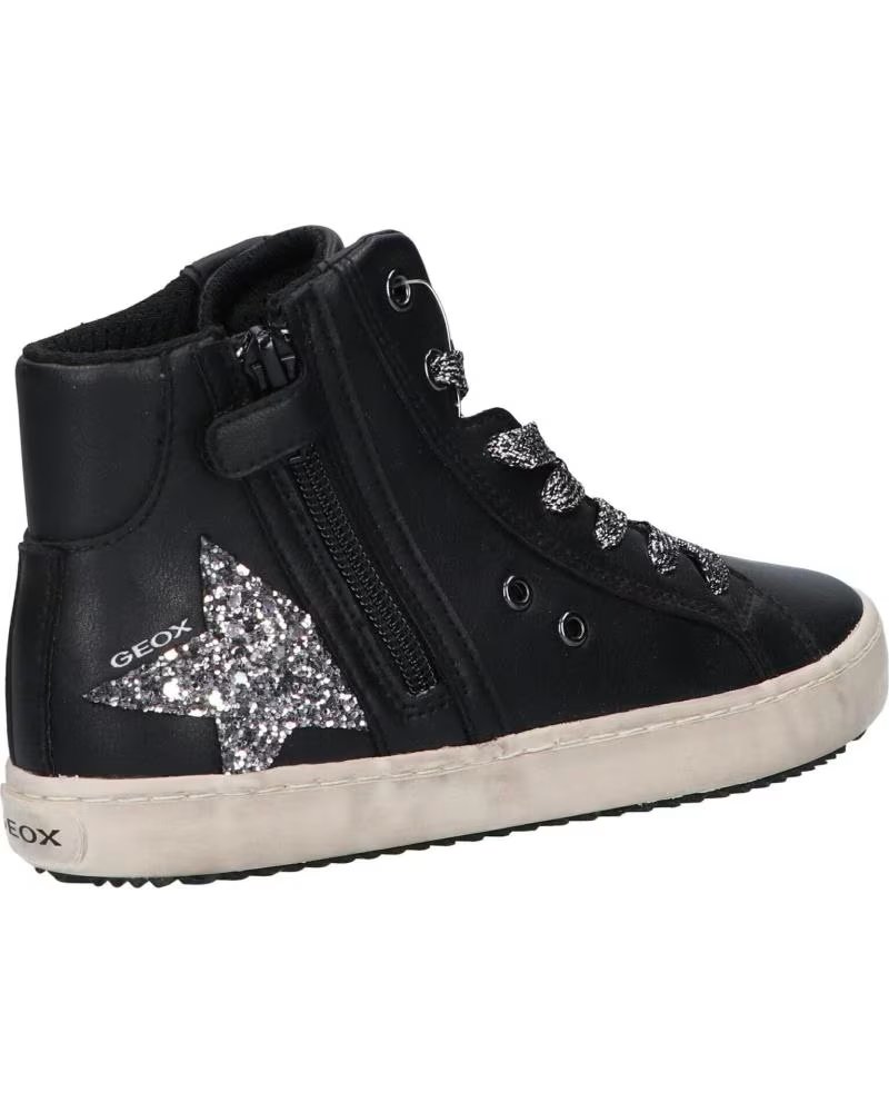 Geox Zapatillas J044GA 000BC J Kalispera Girl Altas en Negro y Plata C9244 Black-dk Silver