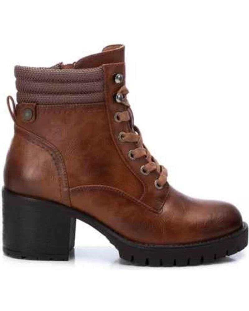 Botines de Mujer REFRESH - BOTIN MUJER TACON BLOQUE CREMALLERA Y CORDONES CAMEL