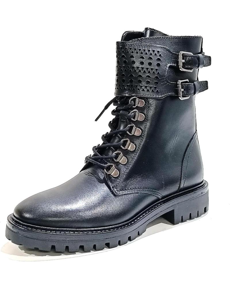 Botins de Mulher ALPE BOTIN DE CORDONERAS Y DOS HEBILLAS DE PIEL CON SUELA DE GO NEGRO