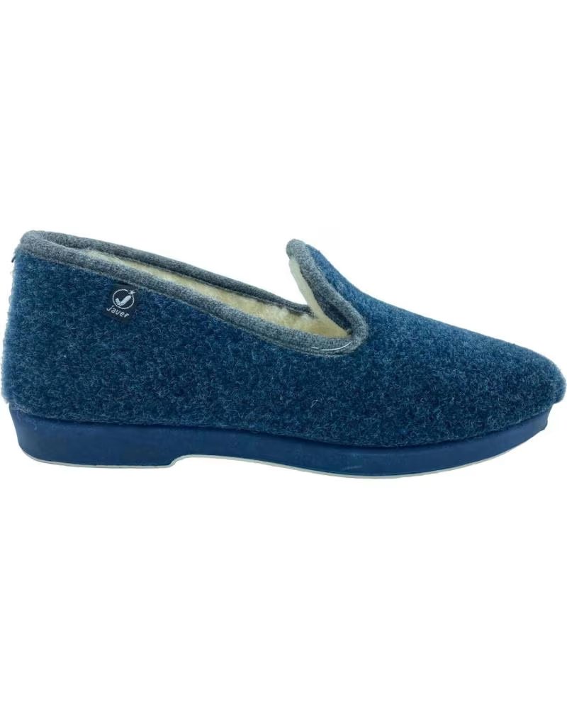 de javer zapatilla casa cerrada lana azul