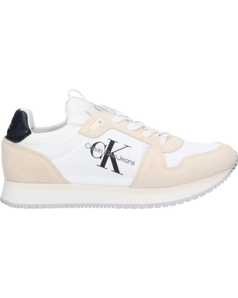 Zapatillas deporte de Mujer CALVIN KLEIN YW0YW00840 SOCK LACEUP 03A BRIGHT WHITE-CREAMY WHITE-BLACK