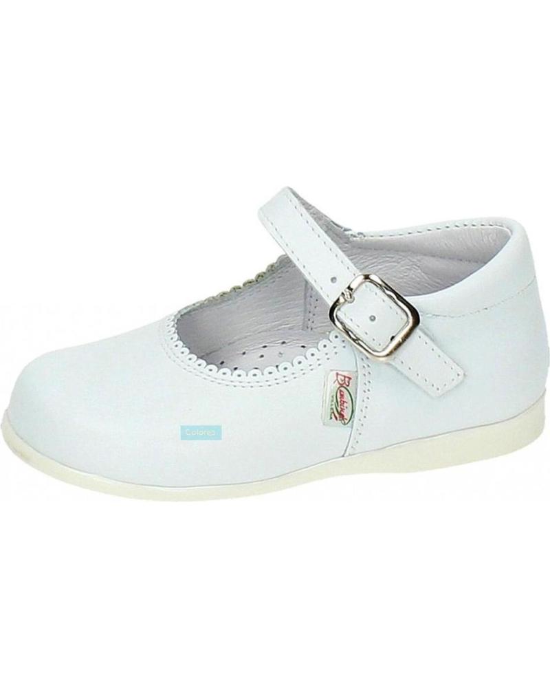 Zapatos de Niña BAMBINELLI 457 MERCEDITAS PIEL CON HEBILLA BLANCO