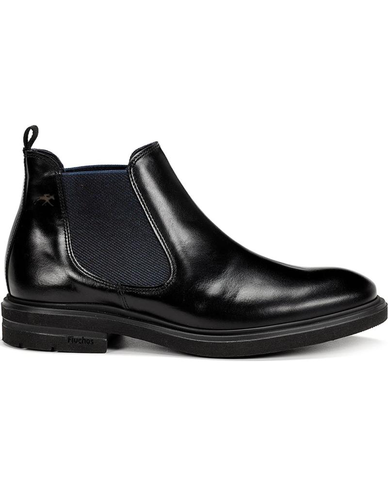 BOTINES CHELSEA FLUCHOS BELGAS F0770 DE PIEL NEGRA NEGRO
