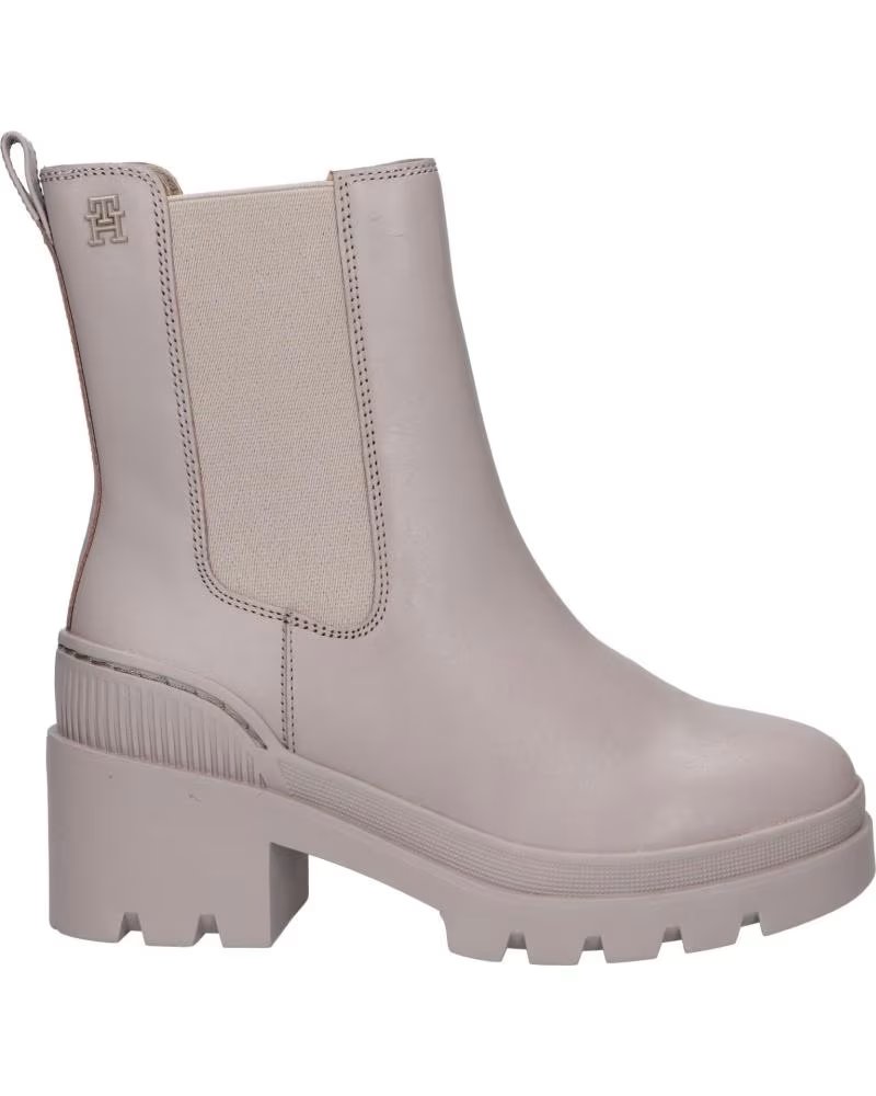 Botas de Mujer Tommy Hilfiger FW0FW07761 Leather Mid Heel Boot Pkb Smooth Taupe