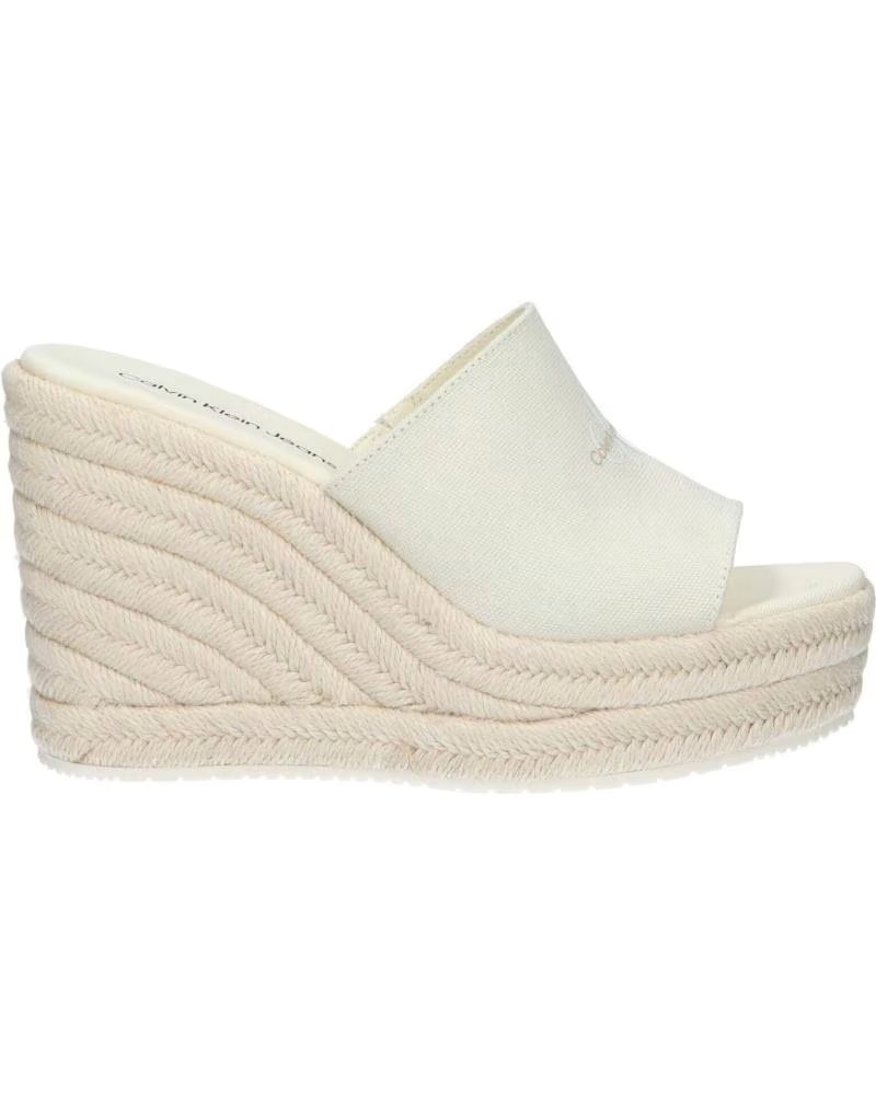 Calvin Klein YW0YW01356 Slide Wedge Rope Ybi Creamy White