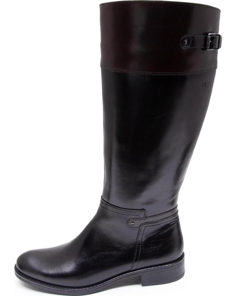 BOTAS ALTAS DE PIEL FLUCHOS DORKING TIERRA D7687 NEGRAS PARA MUJER NEGRO