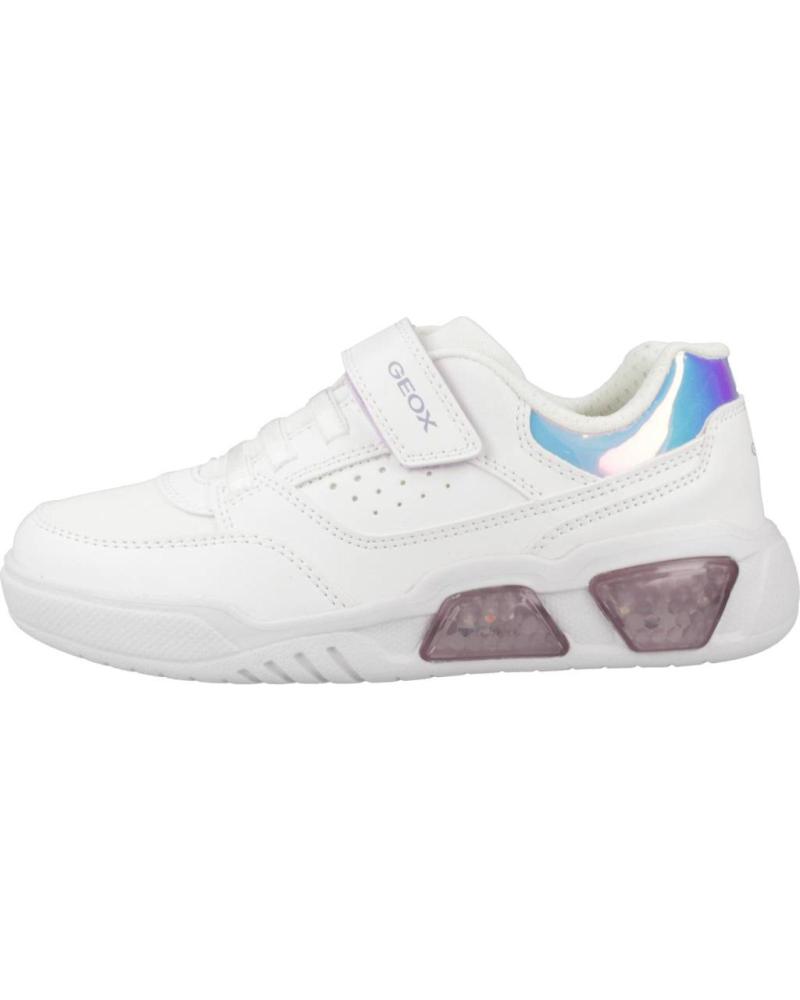 GEOX J ILLUMINIUS GIRL J35HPA: ZAPATILLAS BLANCAS CON DETALLES LILAS PARA NIÑA BLANCO