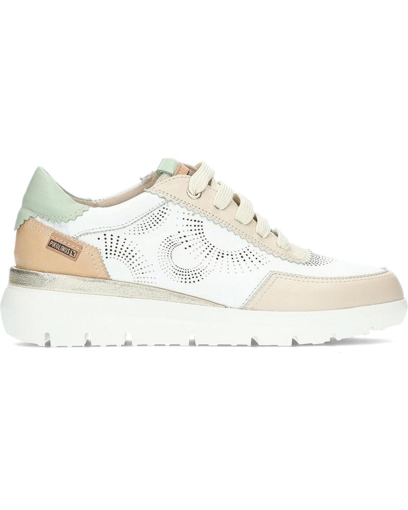 ZAPATILLAS PIKOLINOS RUEDA W2A-6553C1 BEIGE CON DETALLES METALIZADOS BLANCO