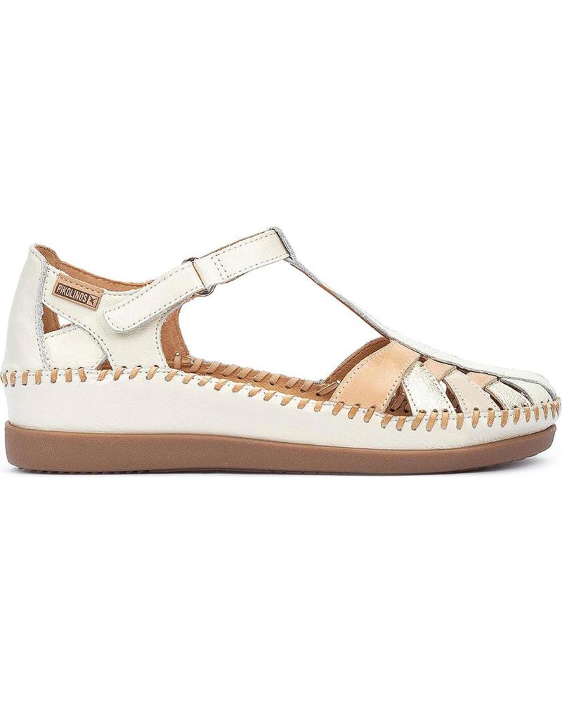 SANDALIA CANGREJERA PIKOLINOS CADAQUÉS W8K-0705C1 BEIGE Y CUERO MULTICOLOR BLANCO