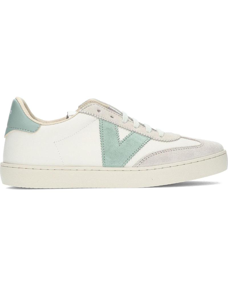 VICTORIA BERLIN CICLISTA 1126184 - ZAPATILLAS BLANCAS Y JADE CON EFECTO PIEL Y SERRAJE JADE