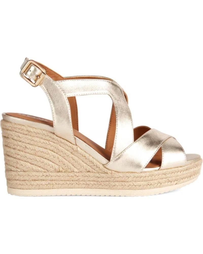 Geox Sandalia de Tiras Cuna Alta de Mujer C2012 Lt Gold