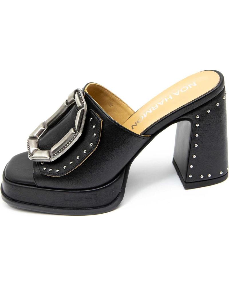 NOA HARMON SANDALIA MULE 9674-0006 CON PLATAFORMA Y HEBILLA NEGRA NEGRO