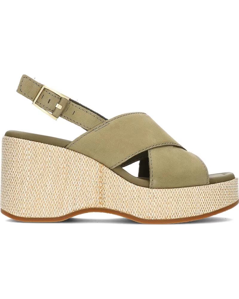 Clarks Sandalia Casual de Nobuk con Cuna y Plataforma Oliva