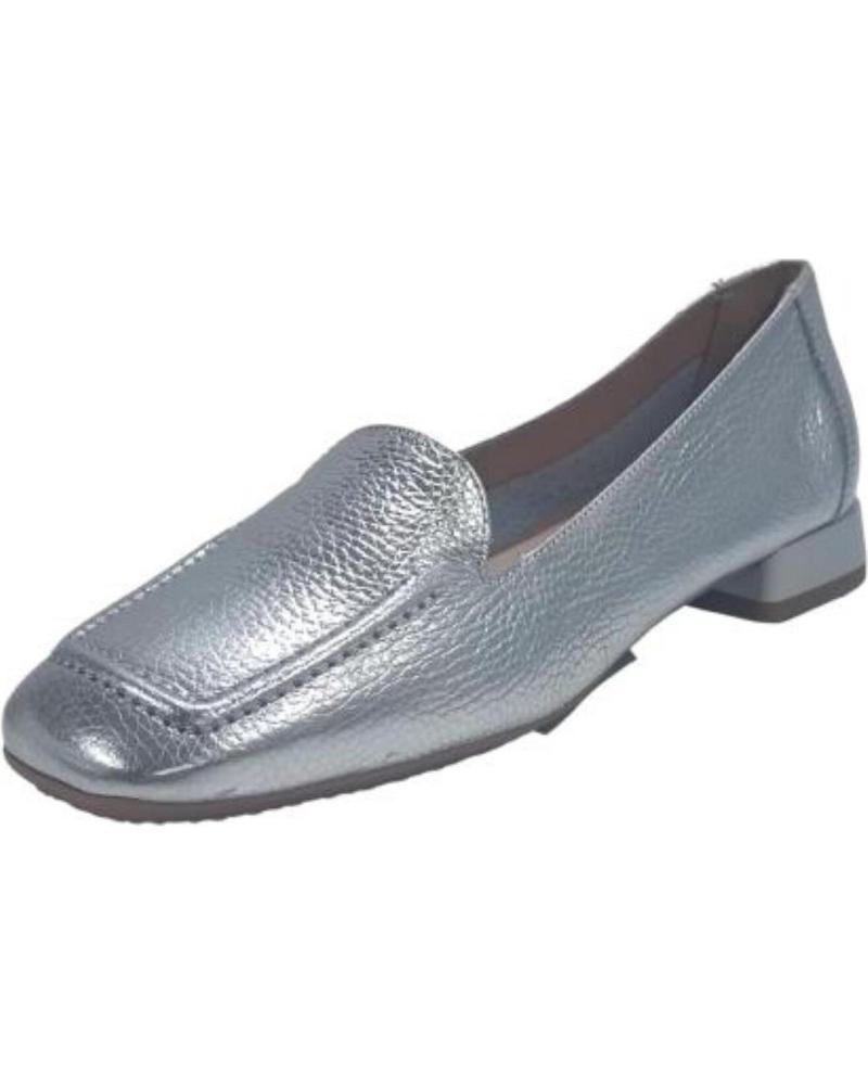 Mocasines de Mujer DESIREÉ ZAPATO MOCASIN CASUAL PLANO DE PIEL CON SUELA DE GOMA PLATA