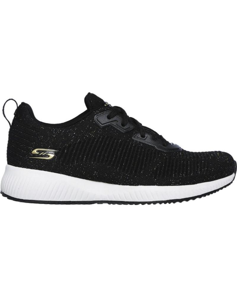 SKECHERS BOBS SQUAD TOTAL GLAM BKMT - ZAPATILLAS NEGRAS DE TEJIDO TELA
