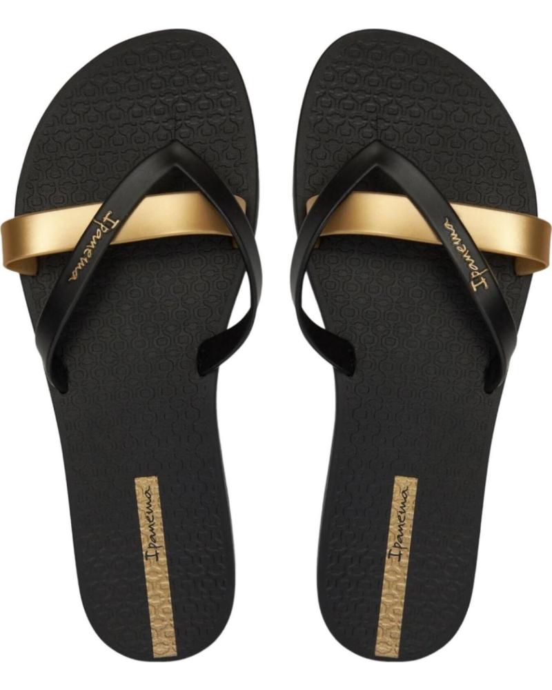 CHANCLAS IPANEMA KIREI MUJER NEGRAS Y DORADAS AT156