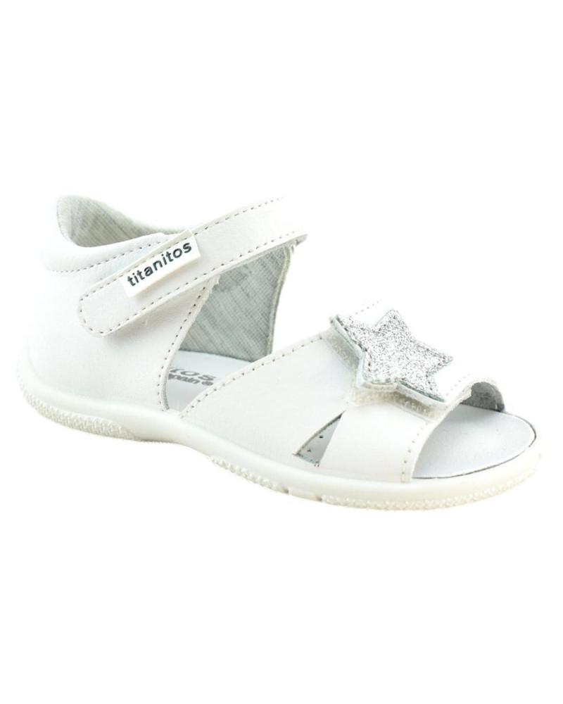 Sandalias de Niña TITANITOS SANDALIA DE PIEL LAVABLE CON VELCRO DELANTERO BLANCO