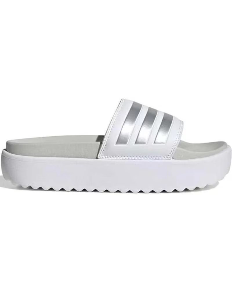 Chanclas Adidas Adilette Platform Mujer IE9703 Blancas y Plateadas Blanco