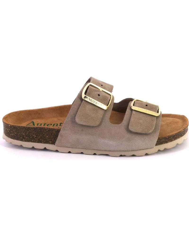 SANDALIAS MULES AUTENTI 0747 DE ANTE SERRAJE COLOR TAUPE TAUPE