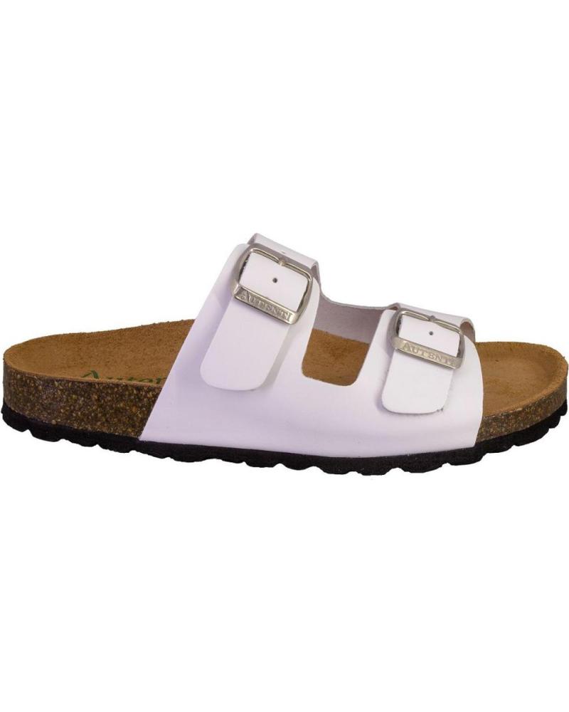 SANDALIAS MULE AUTENTI 11096 DE PIEL BLANCA CON DOBLE HEBILLA BLANCO