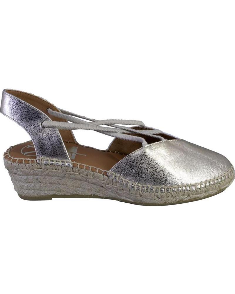 Sandalias de Mujer VIGUERA 2007METAL ALPARGATAS DE CUNA CANAMO ESPARTO YUTE DE PLATINO
