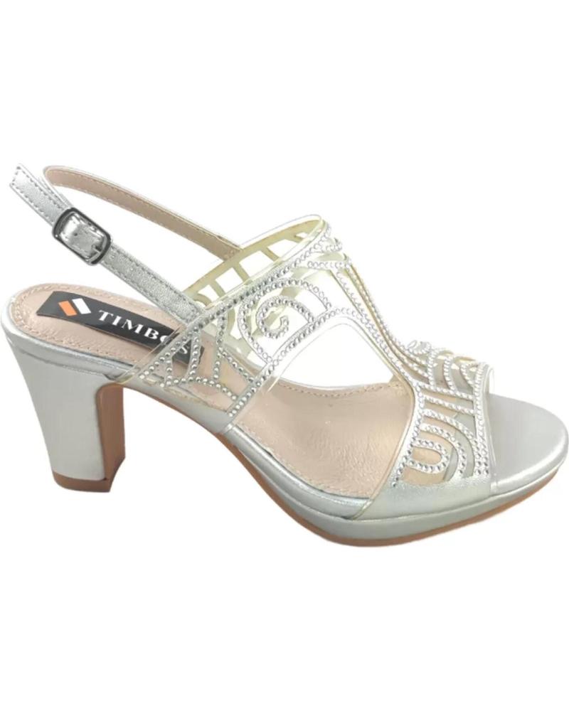 Sandalias de Mujer TIMBOS ZAPATOS 127581 COLOR PLATA MATERIAL BRILLO SANDALIA TACON MU PLATEADO