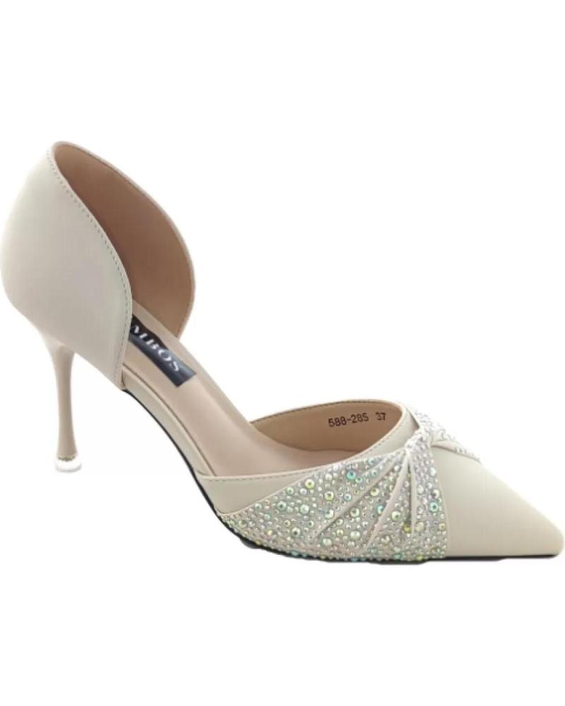 Sandalias de Mujer TIMBOS ZAPATOS 126648 COLOR MATERIAL RASO ZAPATO TACON MUJER BEIGE