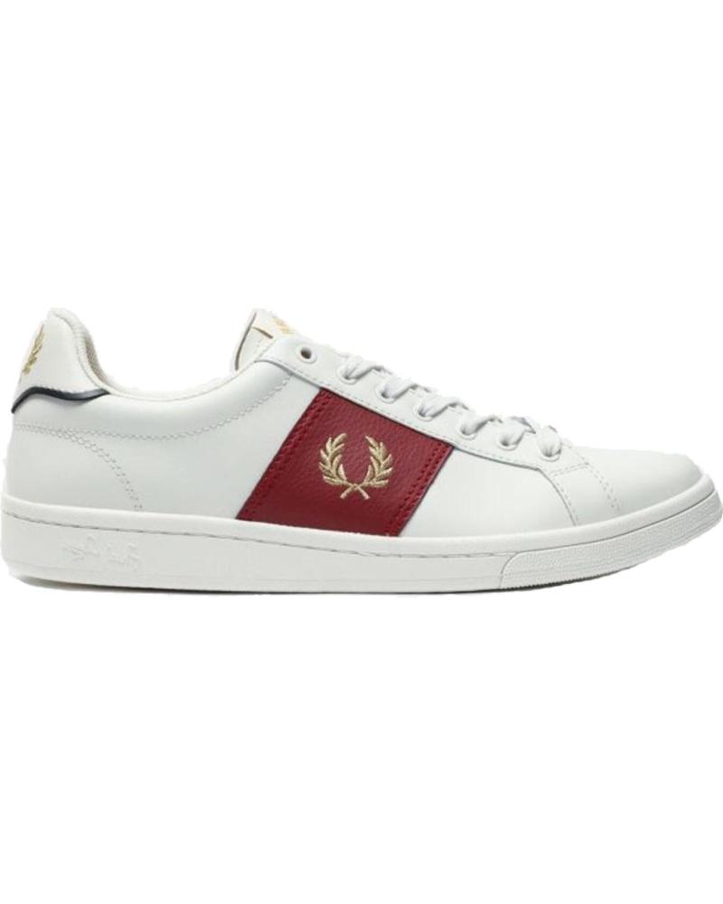 Deportivas de Hombre FRED PERRY B721 LEATHER SIDE PANEL PORCELAIN - 41 WHITE