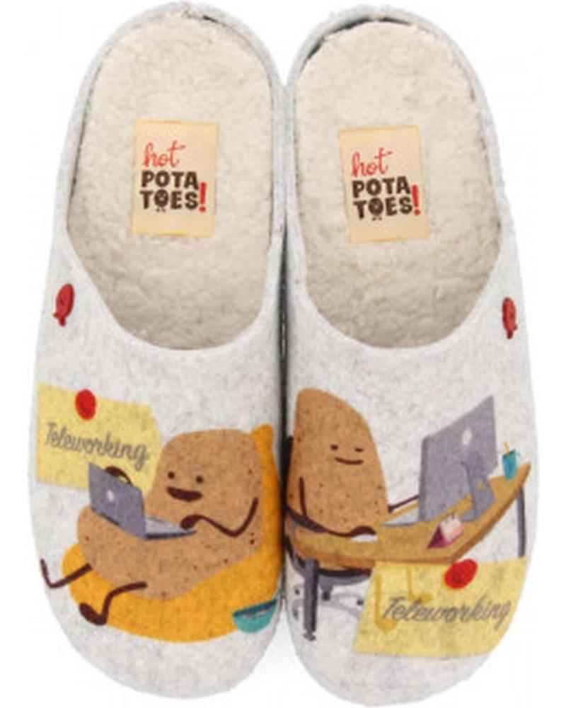 Calzado de casa de Mujer HOT POTATOES ZAPATILLAS DE ESTAR POR CASA 64634G CON DISEÑO DIVERTIDO GRIS