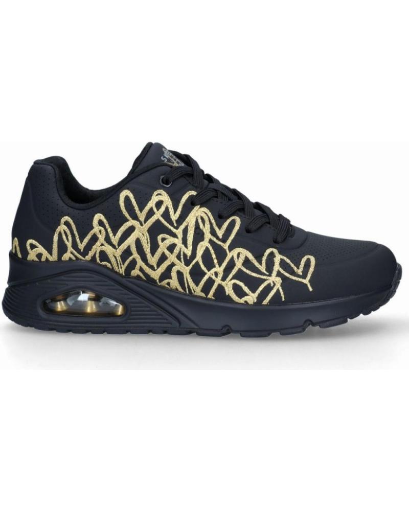 ZAPATILLAS SKECHERS UNO GOLDEN HEART BKGD NEGRAS Y ORO NEGRO