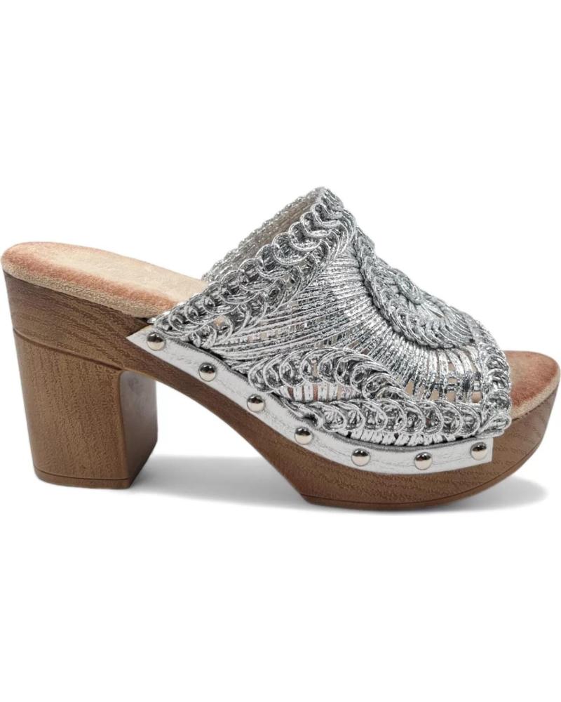 Zuecos de Mujer TIMBOS ZUECO TACON DE MADERA COLOR PLATA 130153 PLATEADO