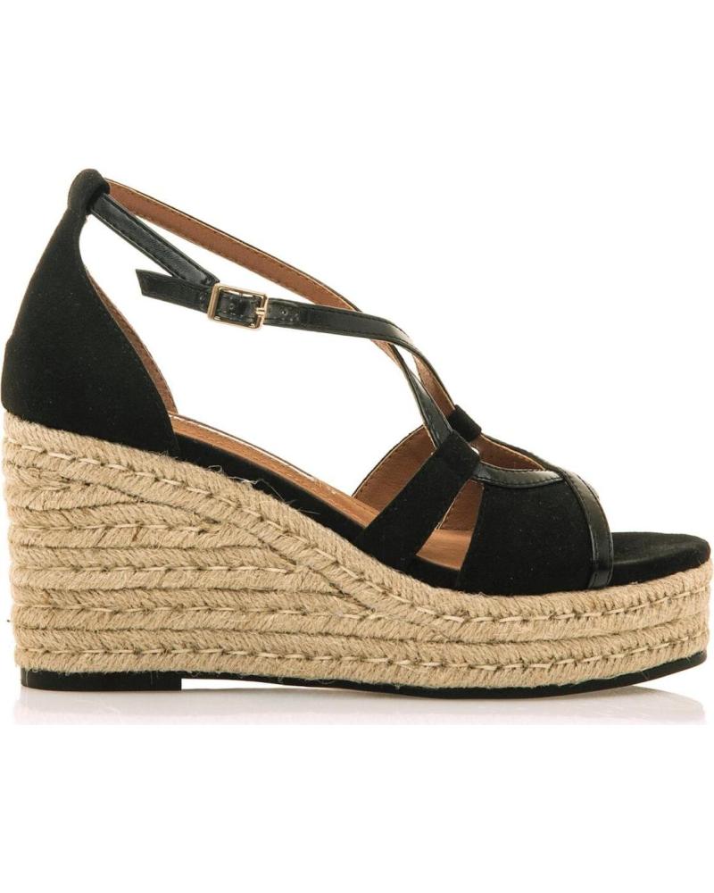 SANDALIA CUÑA MARIA MARE ASTI 68483 NEGRA ACABADO ESPARTO NEGRO