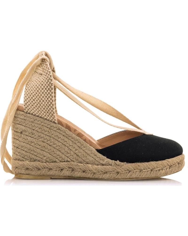SANDALIAS DE CUÑA ESPARTO MTNG MODELO 51995 EN NEGRO Y BEIGE NEGRO