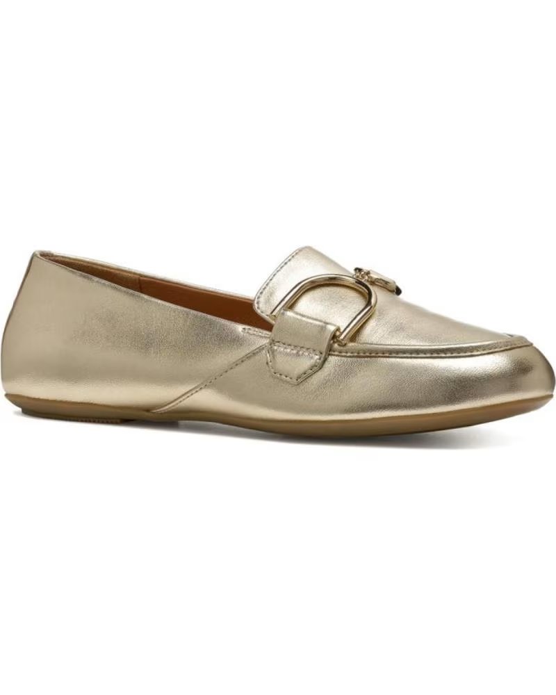 Geox Geox D45MUJ - Mocasín de Piel Metálico con Lazo Decorativo Beige