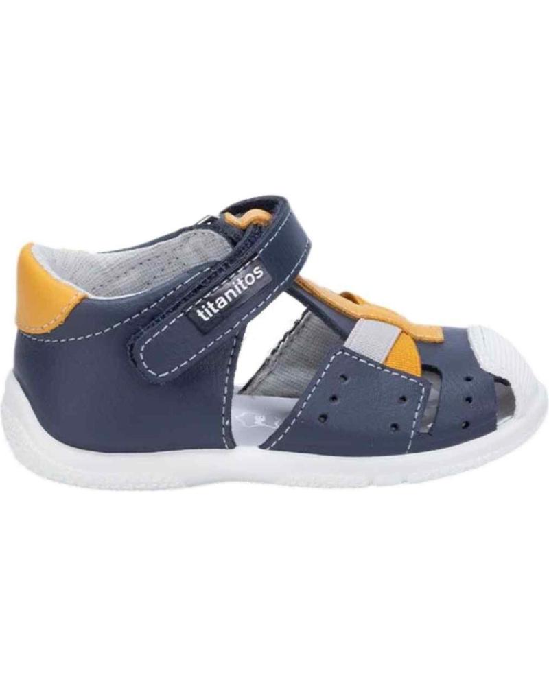 Sandalias de Niño TITANITOS S TALON VELCRO CRUZ -MOSTAZA AZUL