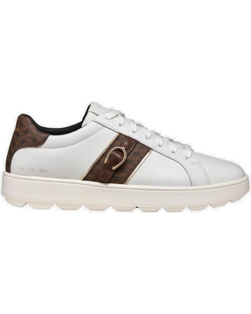 ZAPATILLAS CASUAL GEOX D SPHERICA ECUB-1 BLANCAS CON MARRÓN OSCURO D46WEA BLANCO
