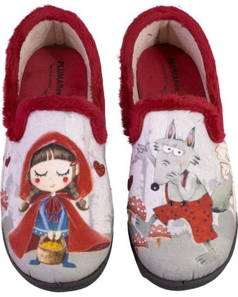 Calzado de casa de Mujer PLUMAFLEX 12215LOBO ZAPATILLAS DE CASA DE MUJER CAPERUC ROJO