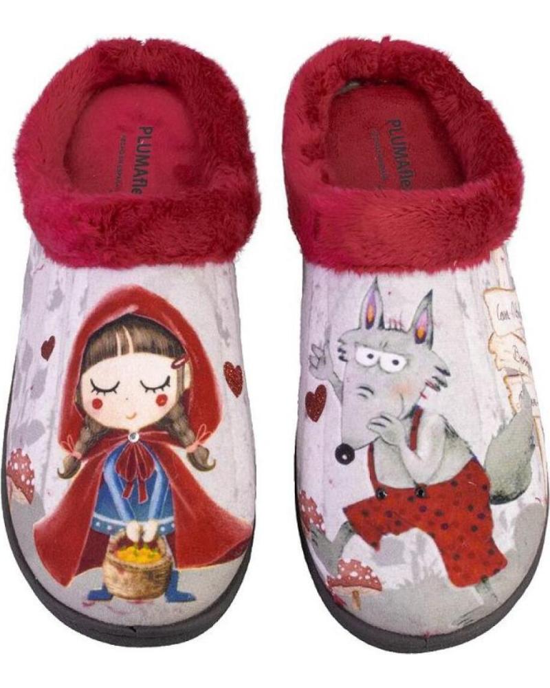 de PLUMAFLEX 12213LOBO ZAPATILLAS DE CASA DE MUJER CAPERUC ROJO