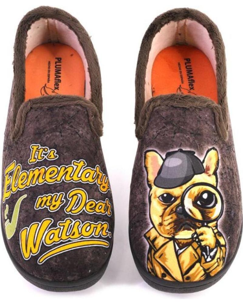 Calzado de casa de Hombre PLUMAFLEX 12228PERRO ZAPATILLAS DE CASA DE HOMBRE PER MARRON