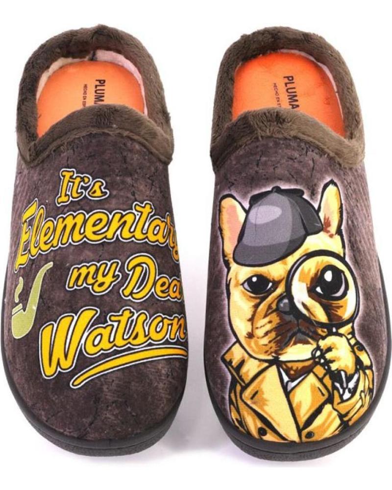 Calzado de casa de Hombre PLUMAFLEX 12229PERRO ZAPATILLAS DE CASA DE HOMBRE PER MARRON